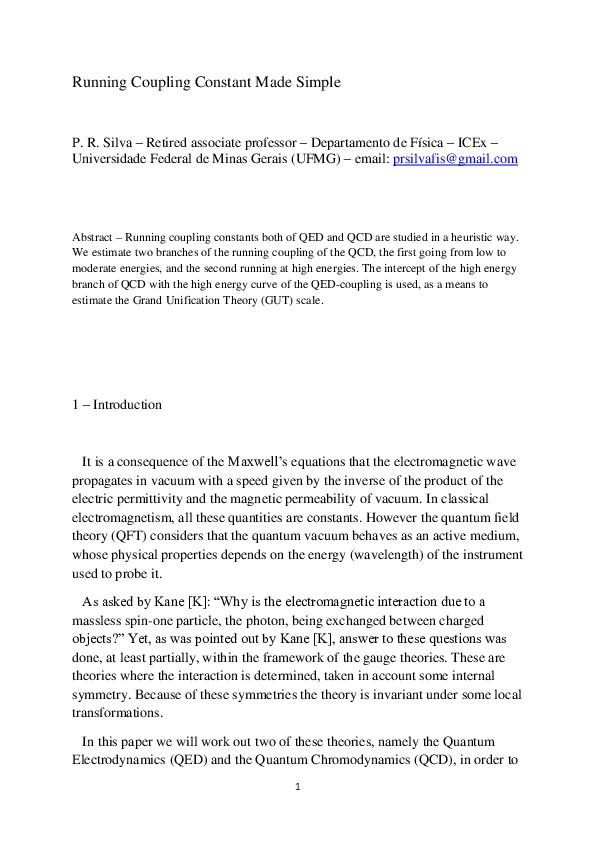 (PDF) Running Coupling Constant Made Simple v1 Paulo Roberto Silva Academia.edu