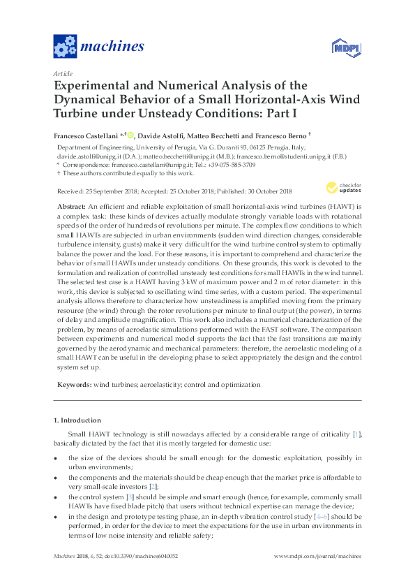 (PDF) Experimental and Numerical Analysis of the Dynamical Behavior of ...