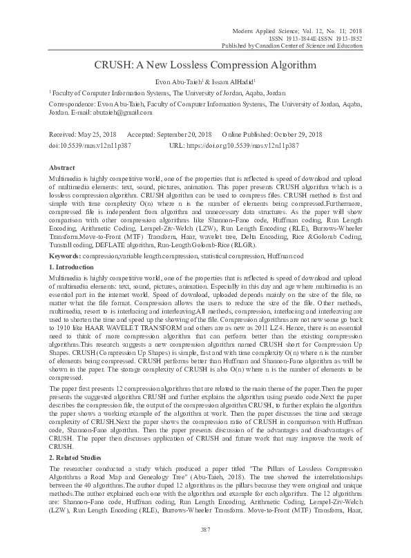 (PDF) CRUSH A New Lossless Compression Algorithm.pdf