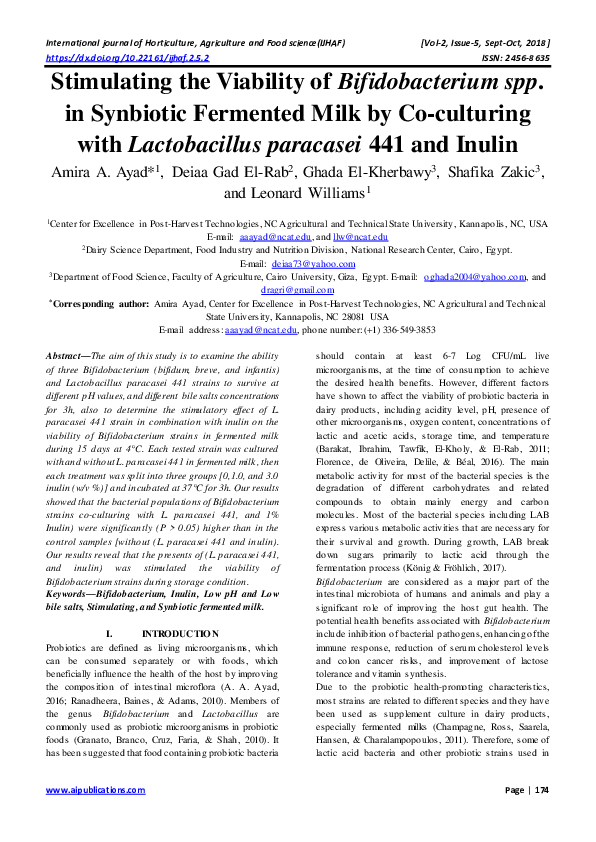 (PDF) Stimulating the Viability of Bifidobacterium spp. in Synbiotic ...
