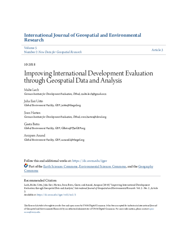 (PDF) Improving International Development Evaluation through Geospatial ...