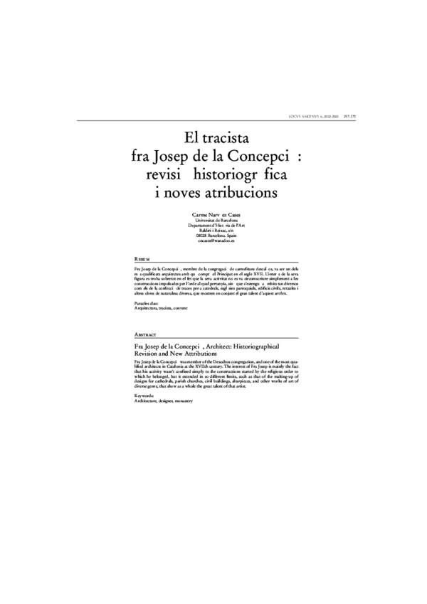 (PDF) El tracista fra Josep de la Concepció revisió historiogràfica i