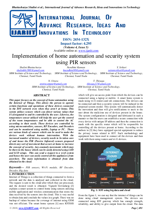 (PDF) Implementation of home automation and security system using PIR ...