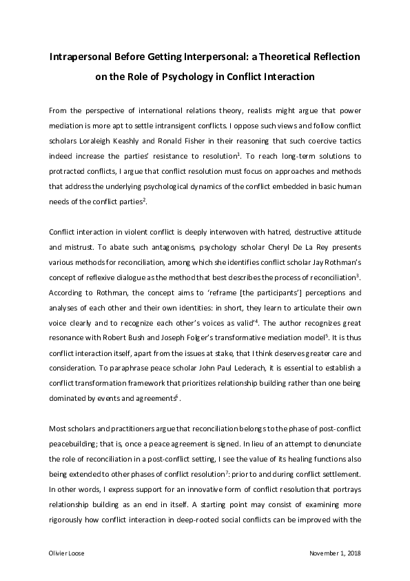 Interpersonal and intrapersonal conflict picture