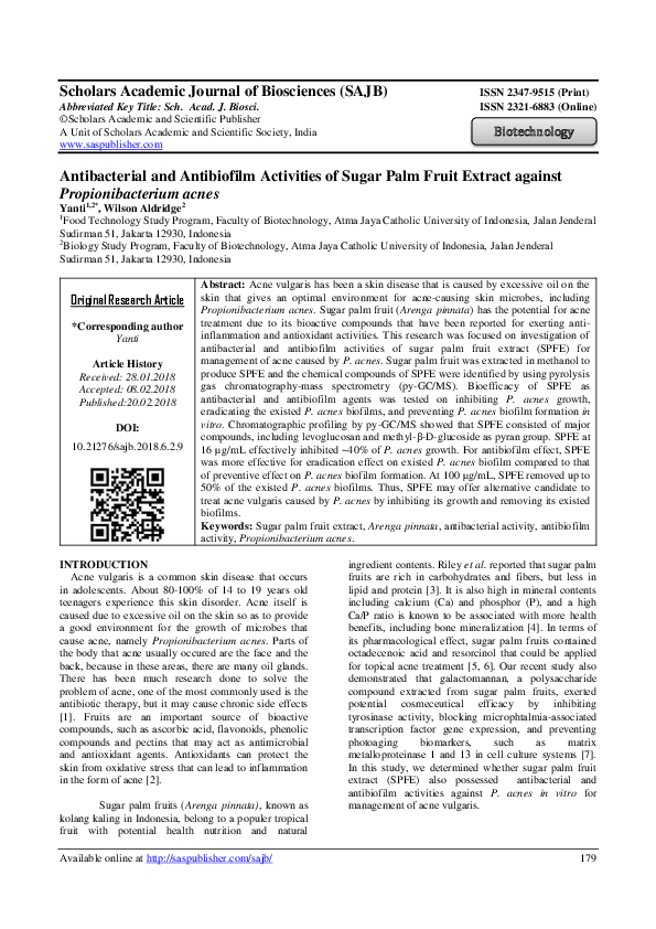 (PDF) Antibacterial and Antibiofilm Activities of Sugar Palm Fruit ...