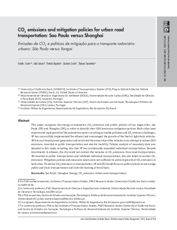 (PDF) CO 2 emissions and mitigation policies for urban road ...