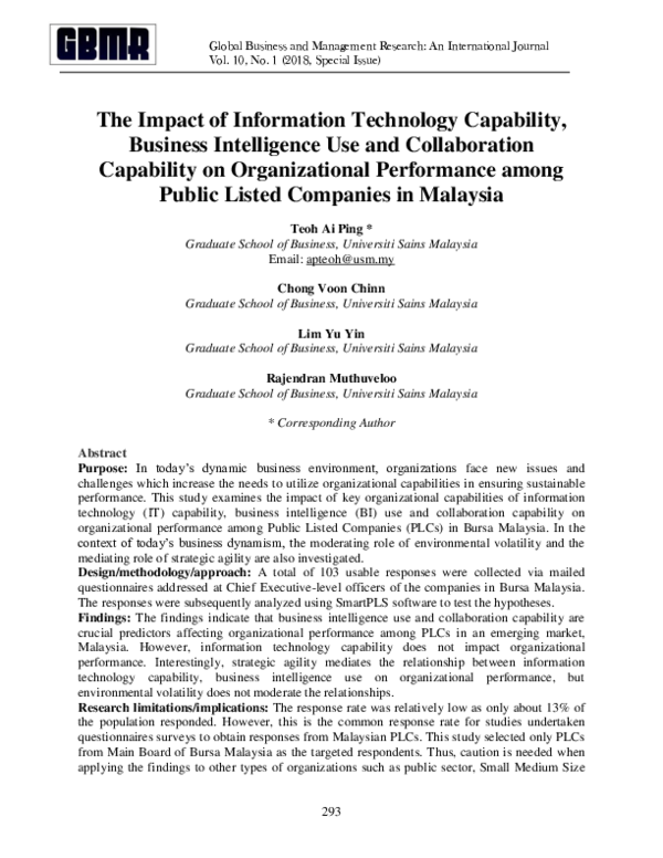 (PDF) The Impact of Information Technology Capability, Business ...