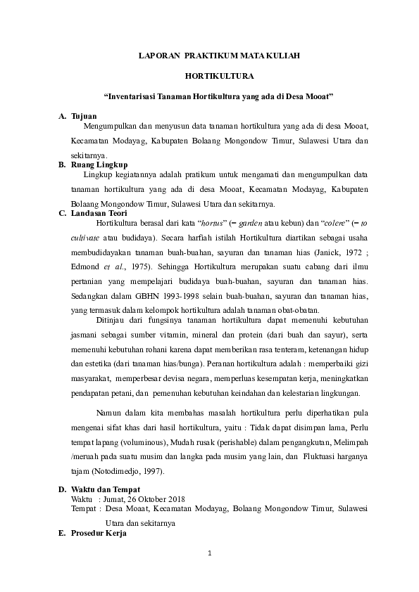(DOC) LAPORAN PRAKTIKUM MATA KULIAH HORTIKULTURA