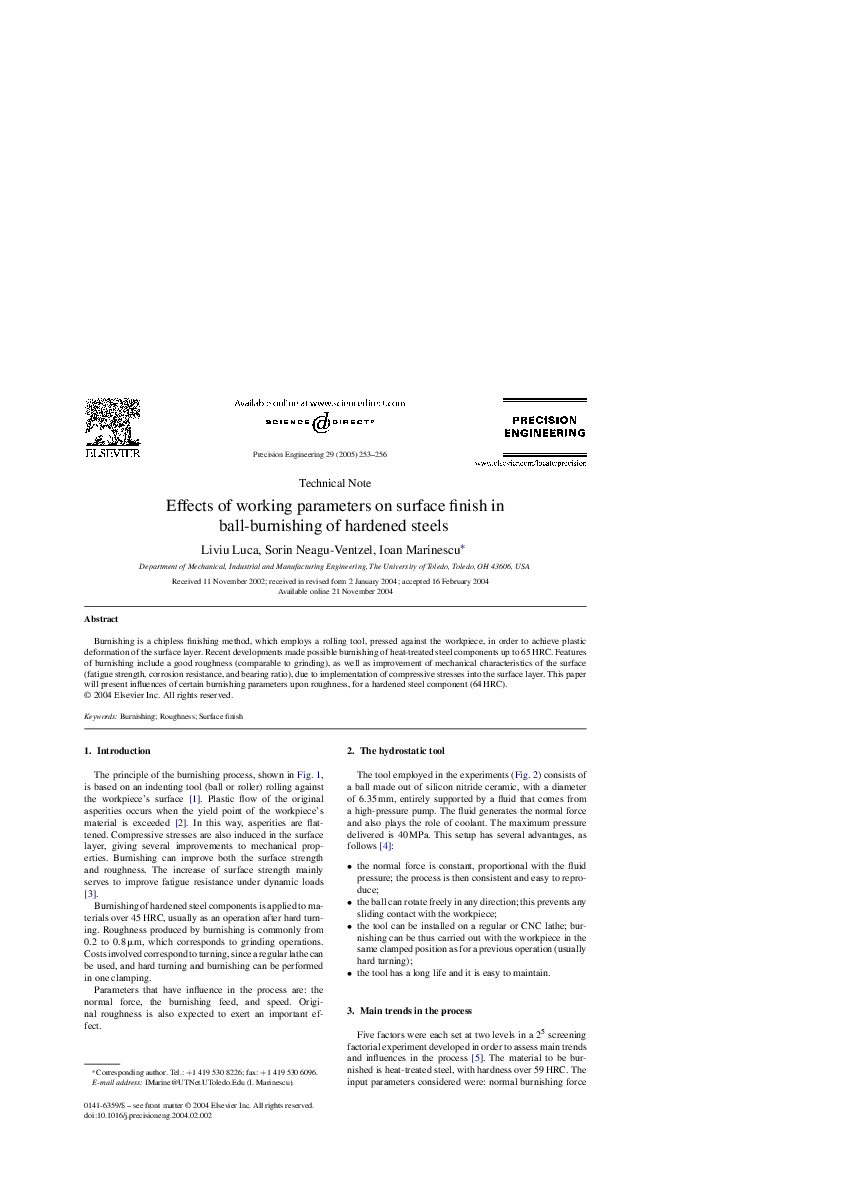 (PDF) Effects of working parameters on surface finish in ball ...