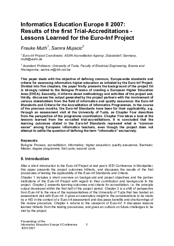 (PDF) Informatics Education Europe II 2007: Results of the first Trial ...