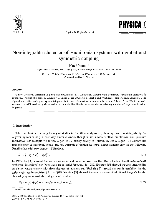(PDF) Non-integrable character of Hamiltonian systems with global and ...