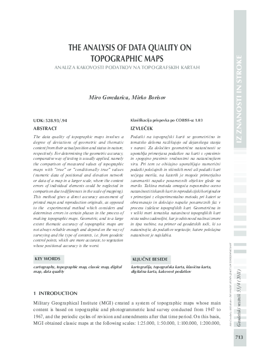 (PDF) The analysis of data quality on topographic maps