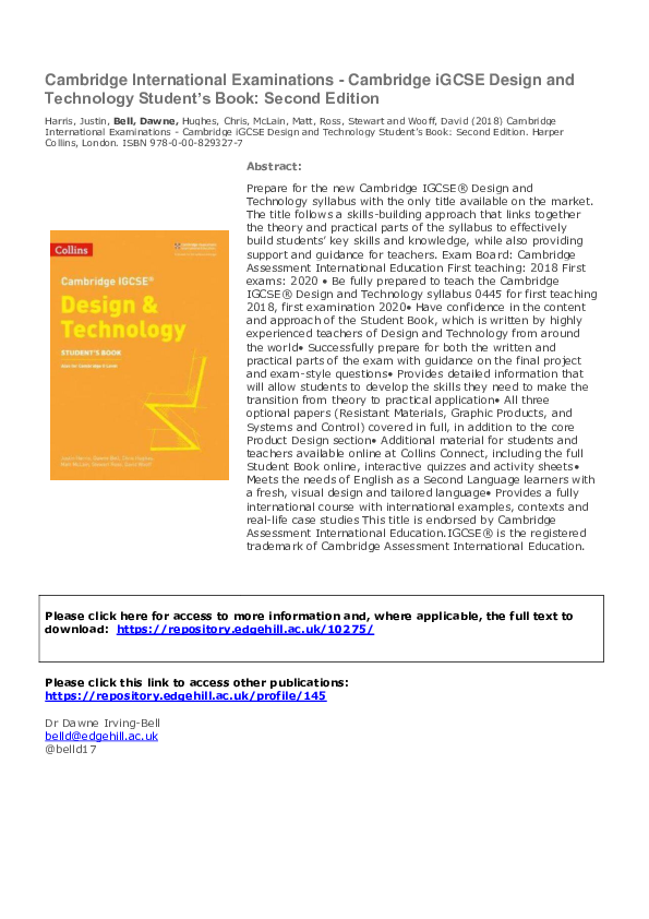  PDF Cambridge International Examinations Cambridge IGCSE Design And 
