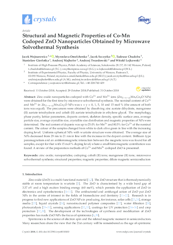 (PDF) Structural and Magnetic Properties of Co-Mn Codoped ZnO ...