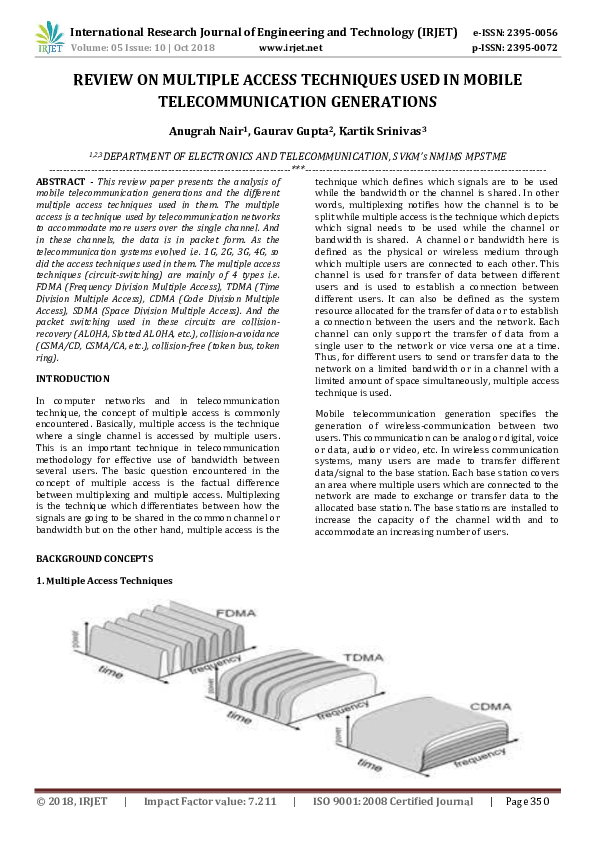(PDF) IRJET- REVIEW ON MULTIPLE ACCESS TECHNIQUES USED IN MOBILE ...