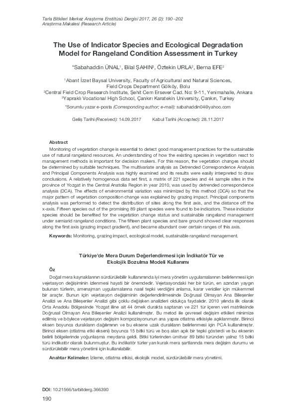 (PDF) The Use of Indicator Species and Ecological Degradation Model for ...