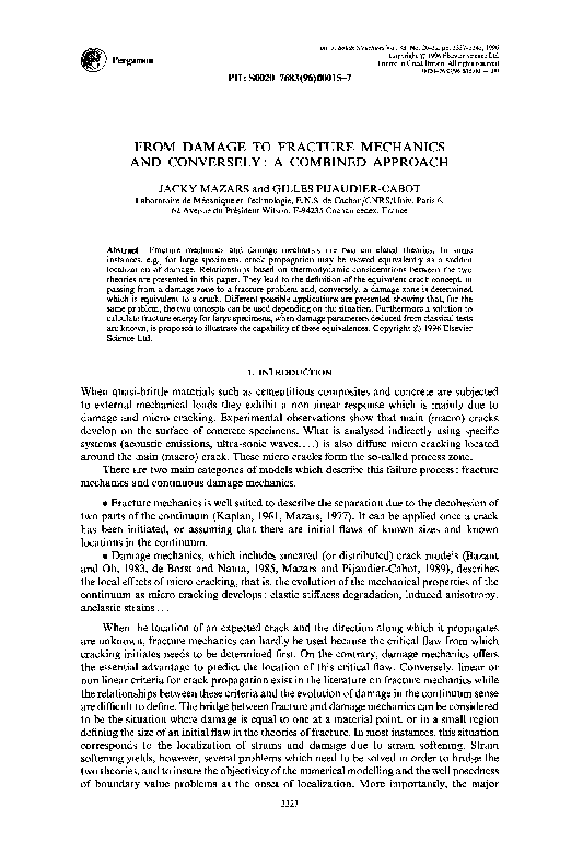 (PDF) From damage to fracture mechanics and conversely: A combined approach
