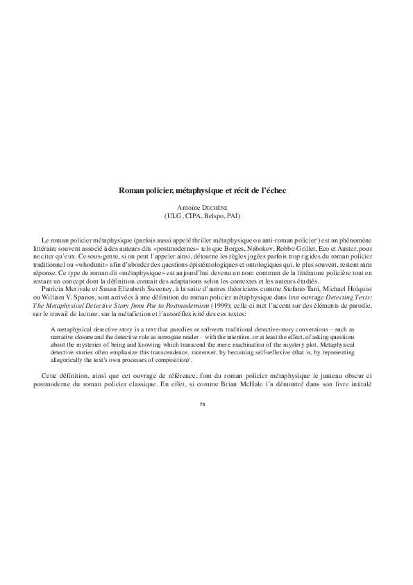 Metaphysical Detective Fiction Research Papers Academia Edu