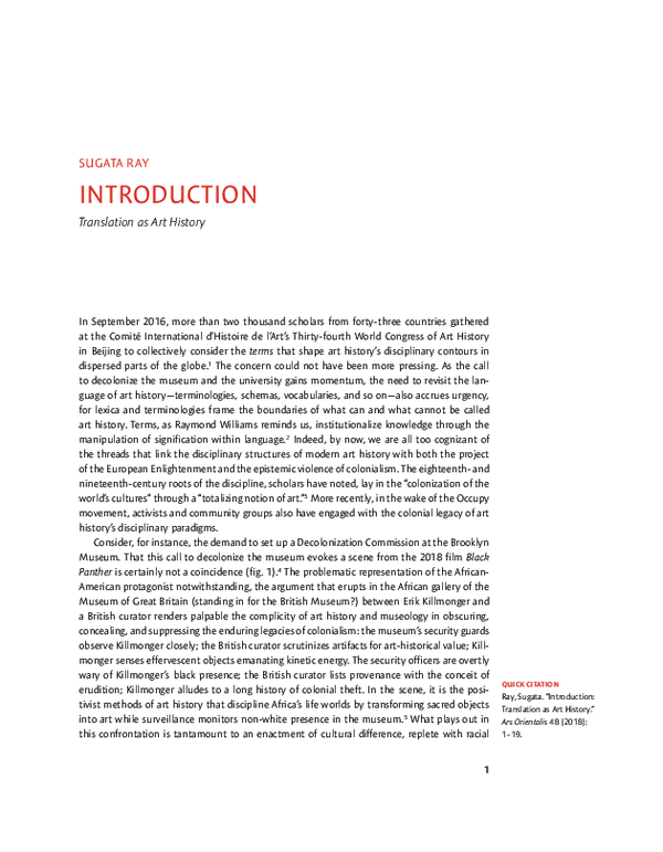 (PDF) “Introduction: Translation as Art History,” in “The Language of ...