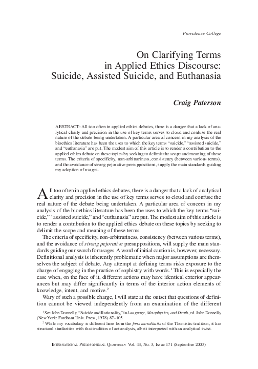 (PDF) On Clarifying Terms in Applied Ethics Discourse
