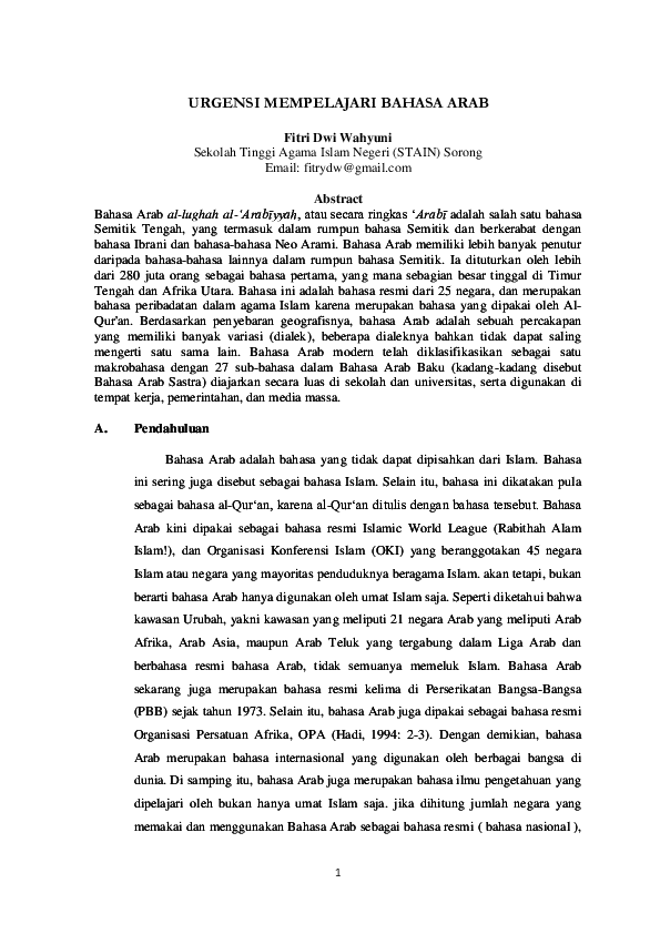 (PDF) URGENSI MEMPELAJARI BAHASA ARAB