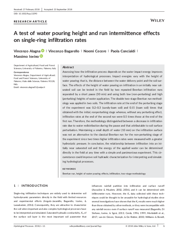(PDF) A test of water pouring height and run intermittence effects on