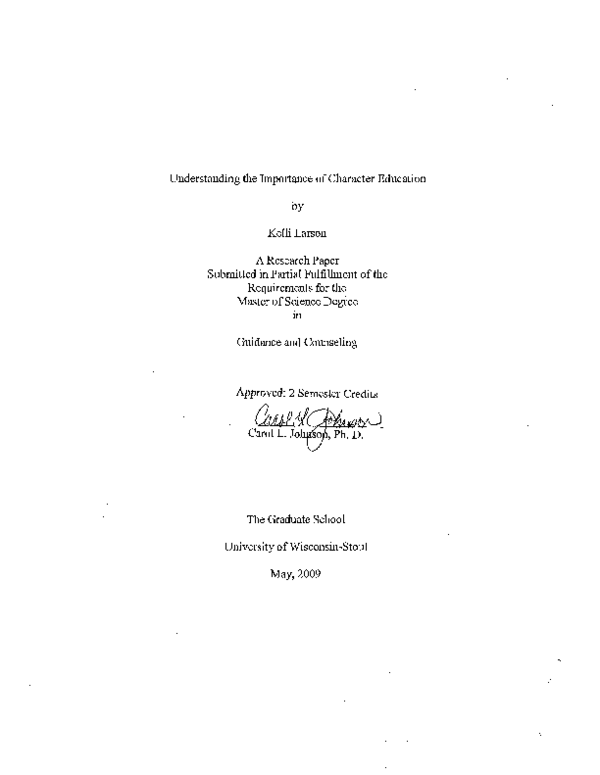 Pdf Understanding The Importance Of Character Education