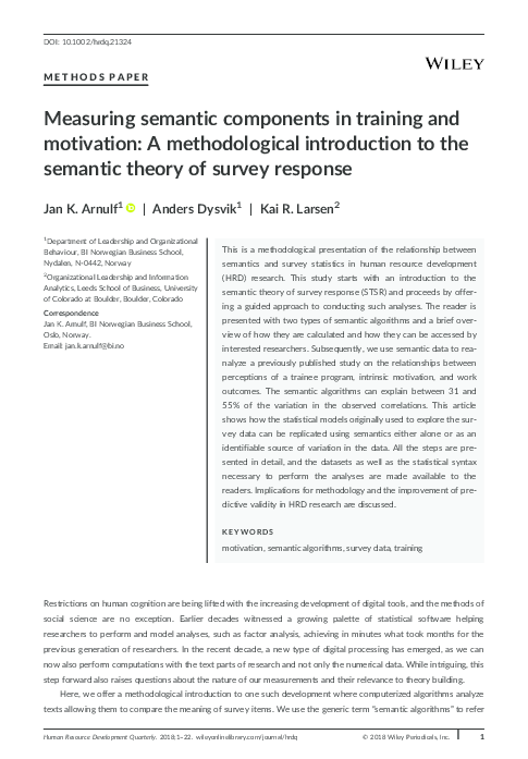 (PDF) Measuring semantic components in training and motivation: A ...