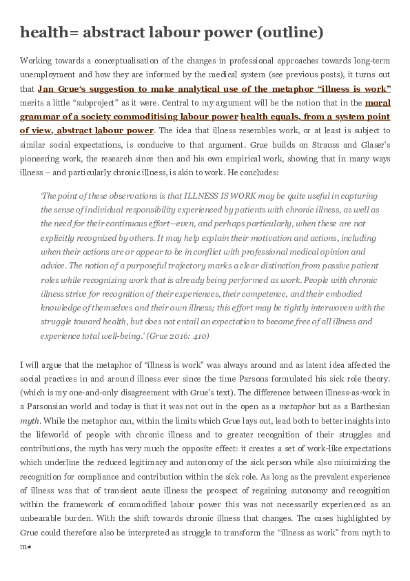 (PDF) health= abstract labour power (outline) Matthias Z Varul