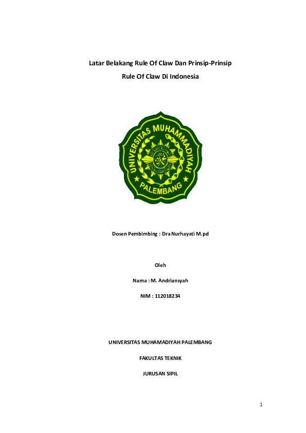 Doc Latar Belakang Rule Of Claw Dan Prinsip Prinsip Rule Of Claw Di Indonesia Andri Ansyah Academia Edu