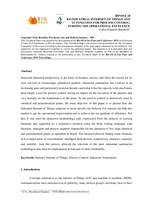 (PDF) 4.0 INDUSTRIAL INTERNET OF THINGS AND AUTOMATION FOR PROCESS ...