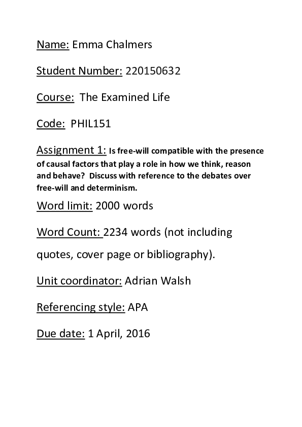 (PDF) Free will