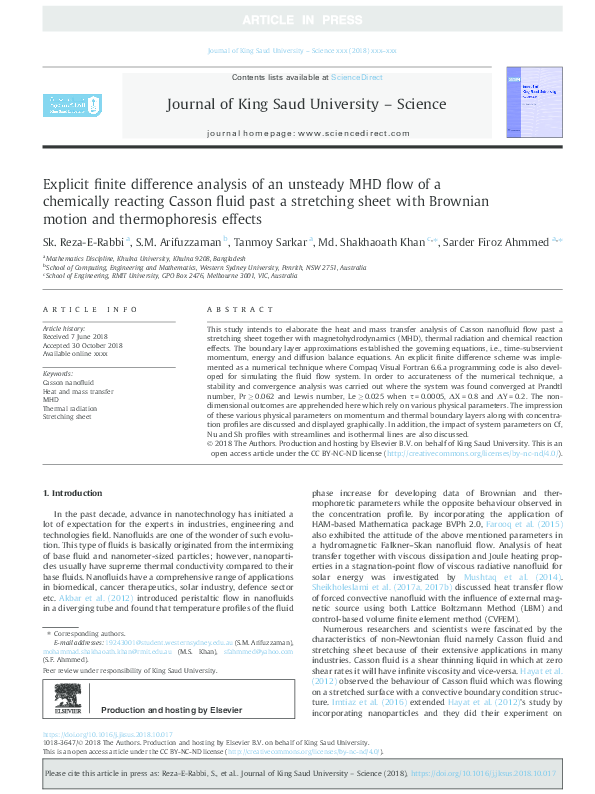  pdf explicit finite difference analysis of an unsteady mhd flow of a