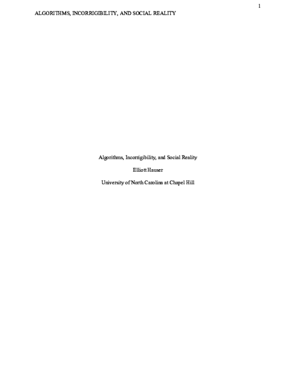 (PDF) Algorithms, Incorrigibility, and Social Reality