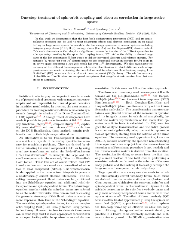 (PDF) One-step treatment of spin-orbit coupling and electron ...