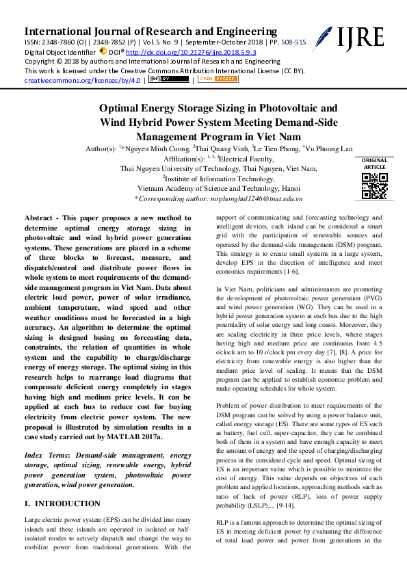 (PDF) Optimal Energy Storage Sizing in Photovoltaic and Wind Hybrid ...