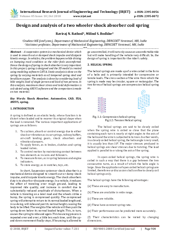 (PDF) IRJET- Design and analysis of a two wheeler shock absorber coil ...