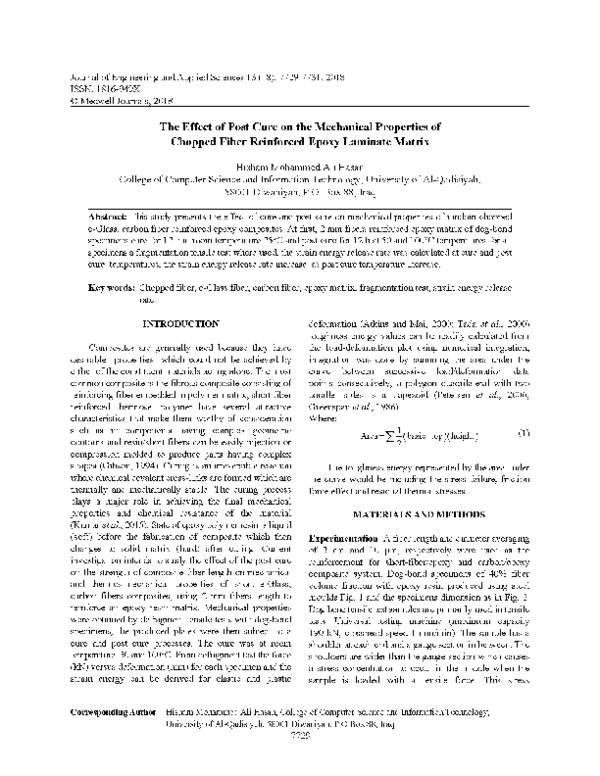 (PDF) The Effect of Post Cure on the Mechanical Properties of Chopped ...