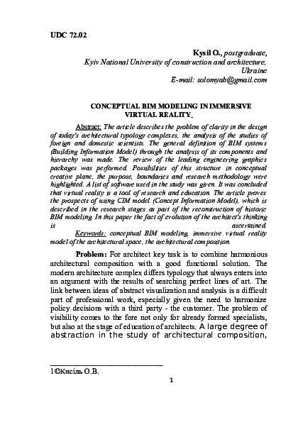 (DOC) CONCEPTUAL BIM MODELING IN IMMERSIVE VIRTUAL REALITY