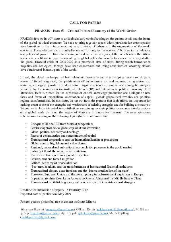 Critical political economy essay