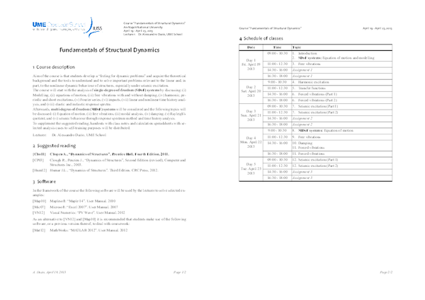 Fundamentals of Structural Dynamics - IUSS School
