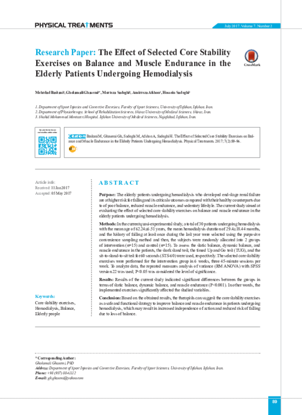 (PDF) The Effect of Selected Core Stability Exercises on Balance and ...