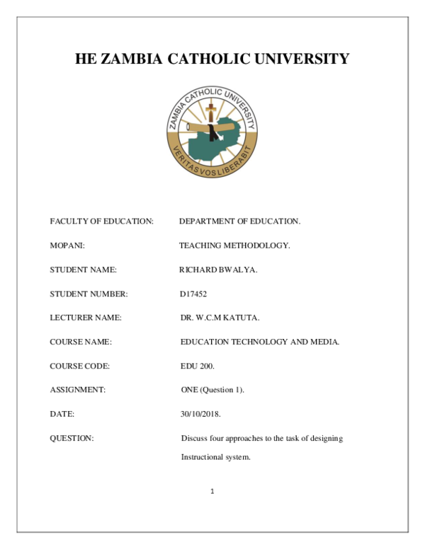 (DOC) HE ZAMBIA CATHOLIC UNIVERSITY