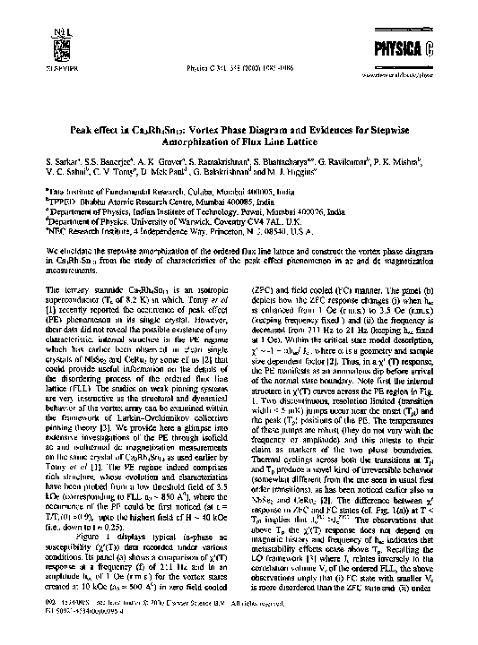 (PDF) Peak effect in Ca3Rh4Sn13: vortex phase diagram and evidences for ...