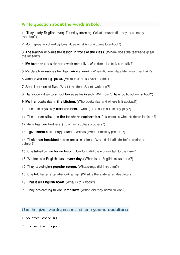 (DOC) Write question about the words in bold | William Salom Paluruan ...