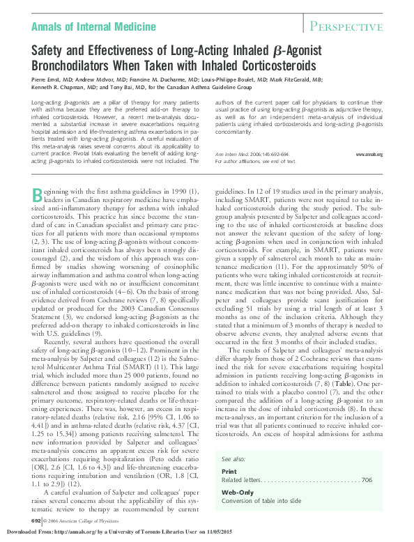 (PDF) Safety and Effectiveness of Long-Acting Inhaled -Agonist ...