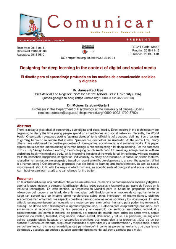 (PDF) Designing for deep learning in the context of digital and social ...