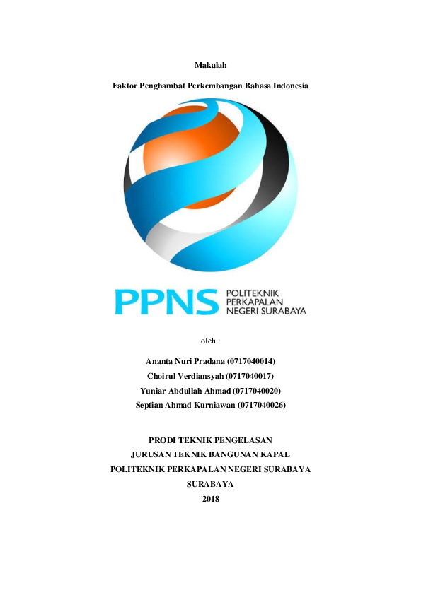 (DOC) Makalah Faktor Penghambat Perkembangan Bahasa Indonesia | verdi