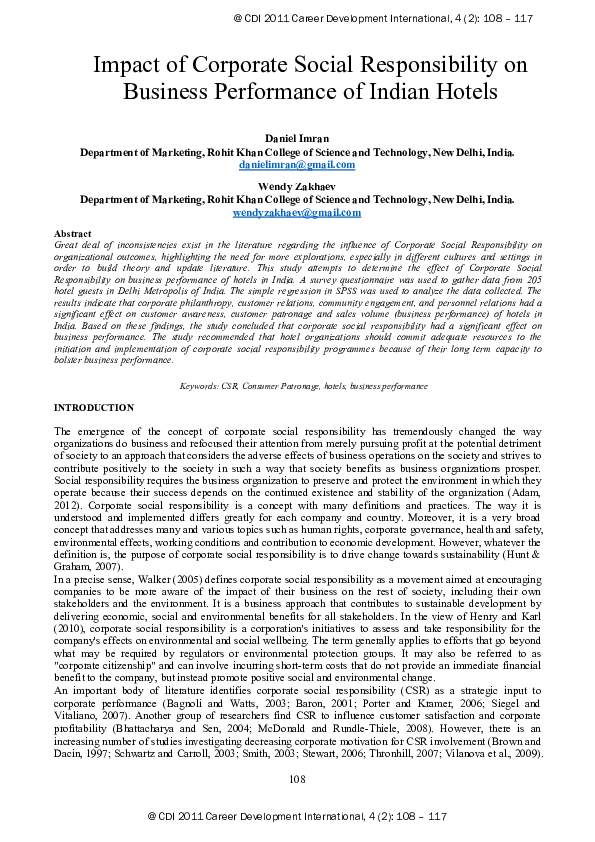 (PDF) Impact of Corporate Social Responsibility on Business Performance ...