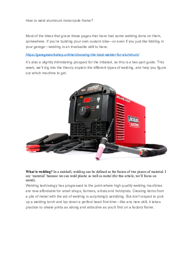 (DOC) How to weld aluminum motorcycle frame Derk Frank Academia.edu